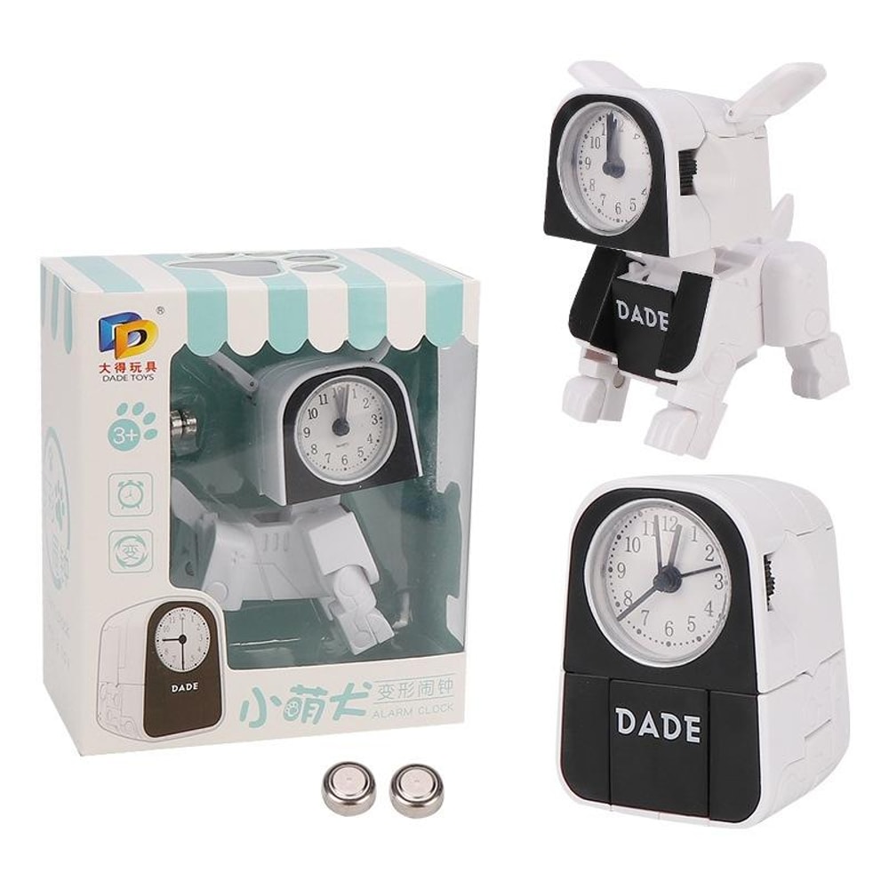 Smart Transforming Robot Alarm Clock for Kids Cute Dog Bedside Toy