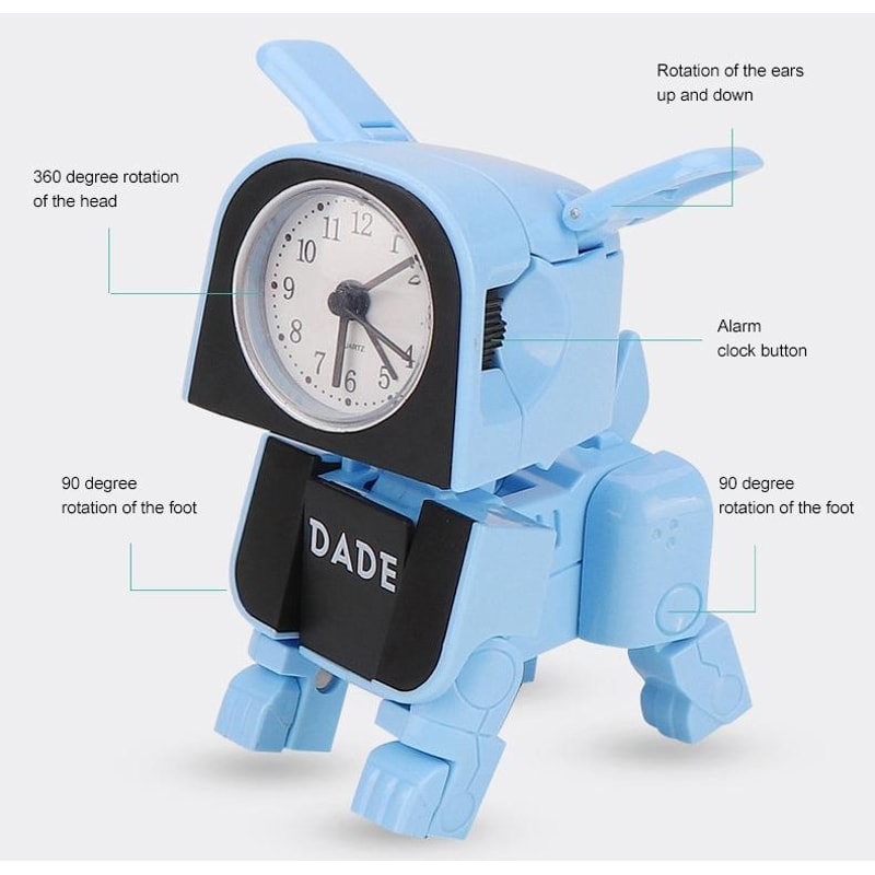 Smart Transforming Robot Alarm Clock for Kids Cute Dog Bedside Toy