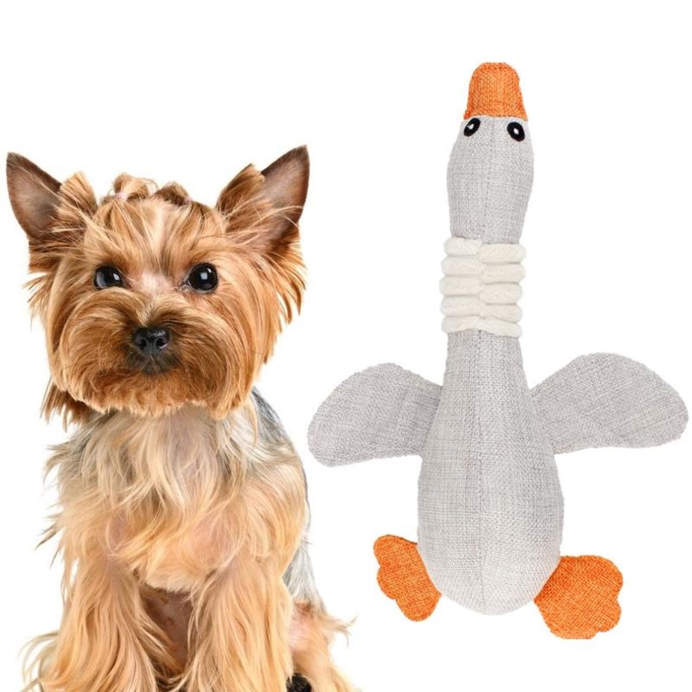 Squeaky Wild Goose Plush Dog Toy for Aggressive Chewers and Dental Play