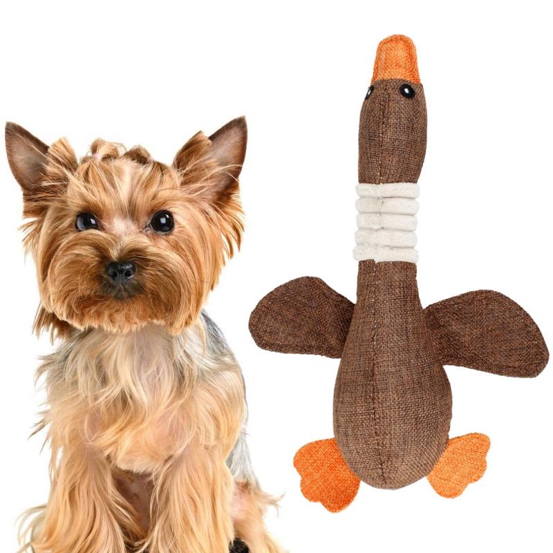 Squeaky Wild Goose Plush Dog Toy for Aggressive Chewers and Dental Play