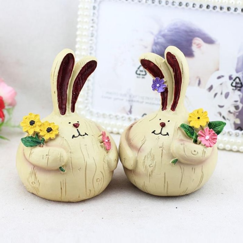 Whimsical Fat Garlic Rabbit Resin Figurine Set for Home Decor and Gift Giving