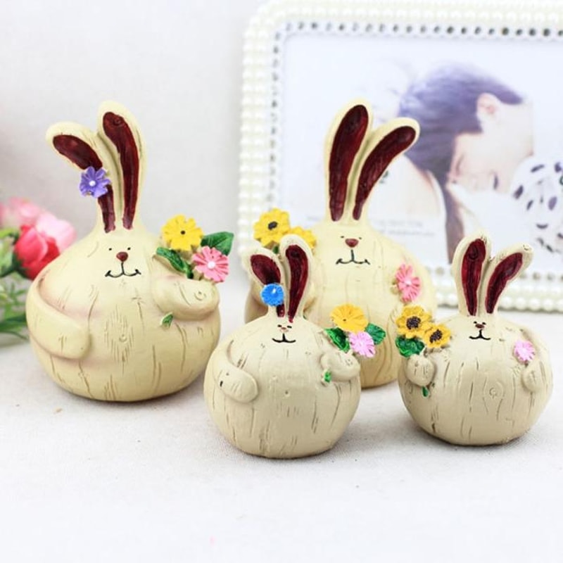 Whimsical Fat Garlic Rabbit Resin Figurine Set for Home Decor and Gift Giving