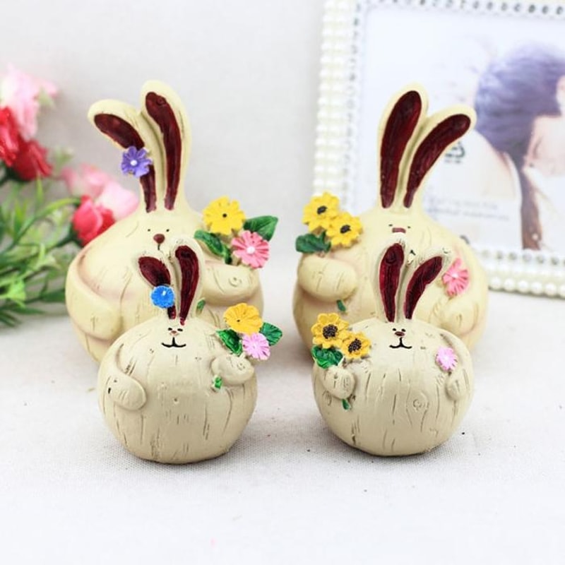 Whimsical Fat Garlic Rabbit Resin Figurine Set for Home Decor and Gift Giving