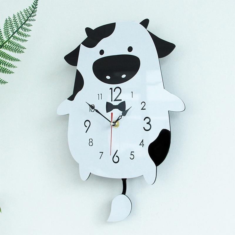 Silent Cow Swing Acrylic Wall Clock For Home Office Bedroom Decor 2