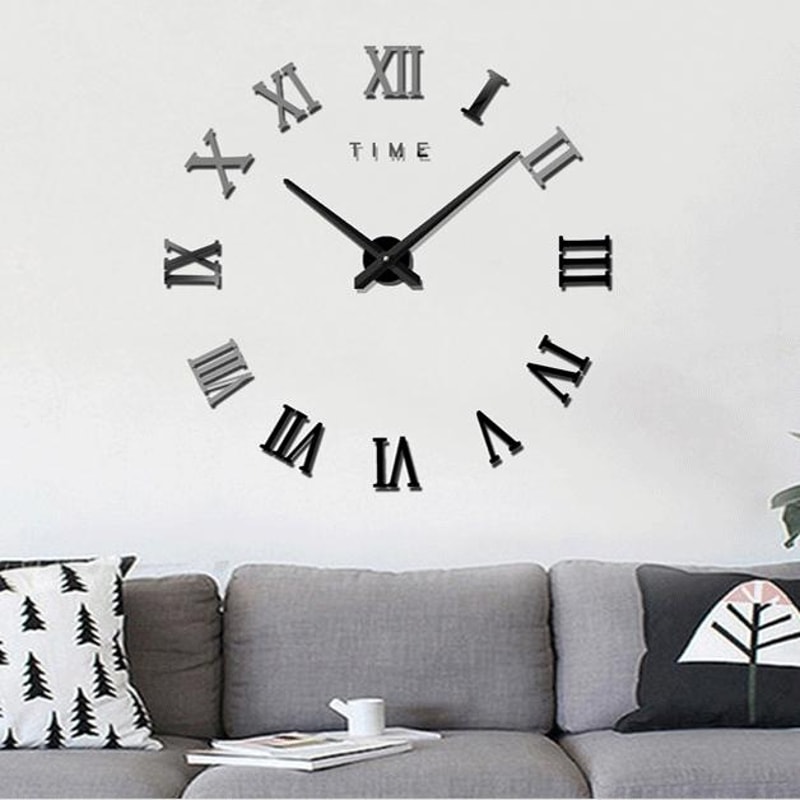 Oversized Wall Clock for Living Room Decor with Silent Quartz Movement