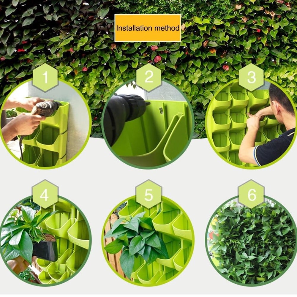 Vertical Garden Wall Planter Set with Removable Pots for Indoor Outdoor Balcony Decor