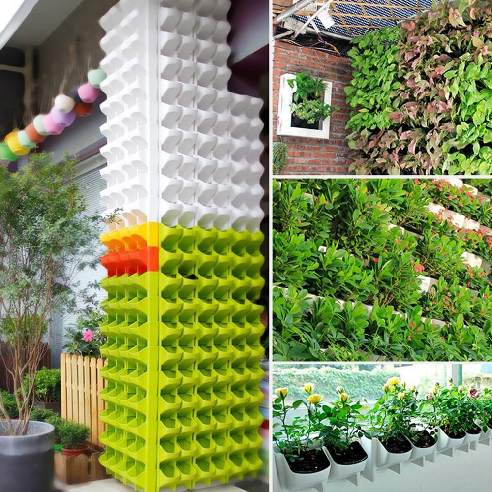 Vertical Garden Wall Planter Set with Removable Pots for Indoor Outdoor Balcony Decor