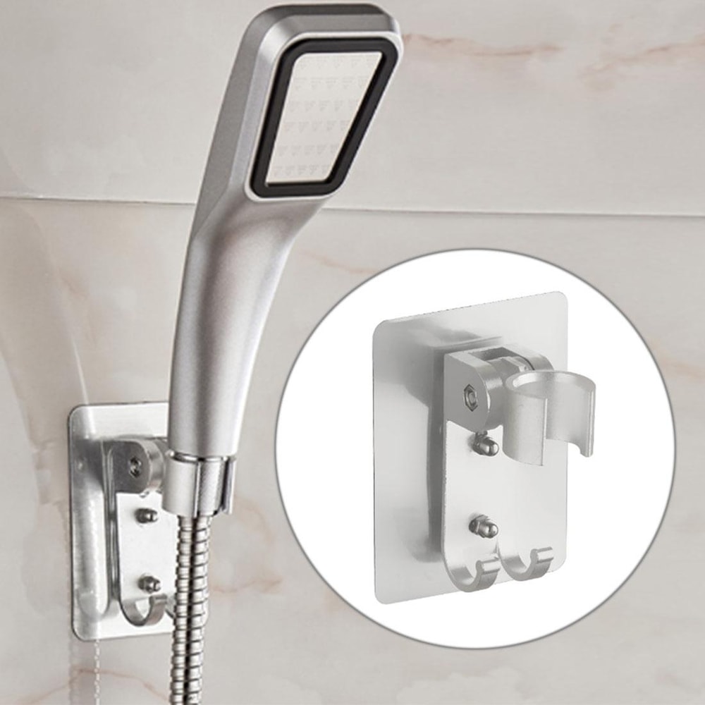 Premium Space Aluminum Adjustable Shower Head Holder No Drill Adhesive Wall Mount Bracket 0