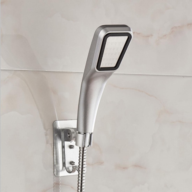 Premium Space Aluminum Adjustable Shower Head Holder No Drill Adhesive Wall Mount Bracket 2