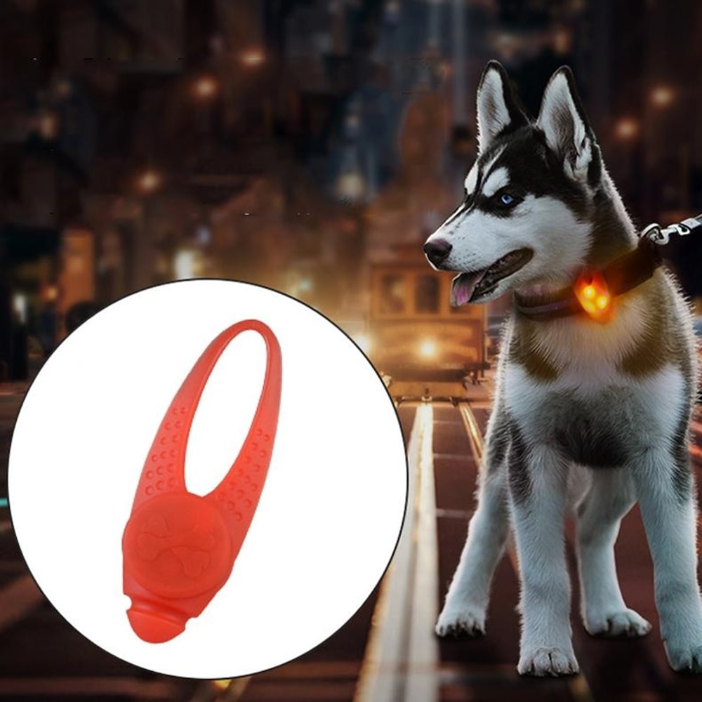 GlowGuard Red LED Dog Collar Light Waterproof Safety Pendant