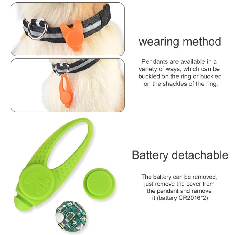 GlowGuard Red LED Dog Collar Light Waterproof Safety Pendant