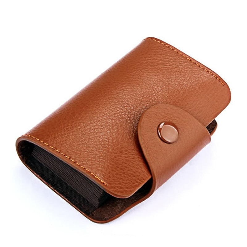 KB39 Elegant Genuine Leather Card Holder and Accordion Wallet Brown