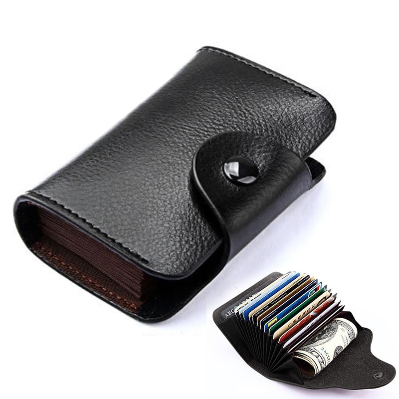 KB39 Elegant Genuine Leather Card Holder and Accordion Wallet Brown