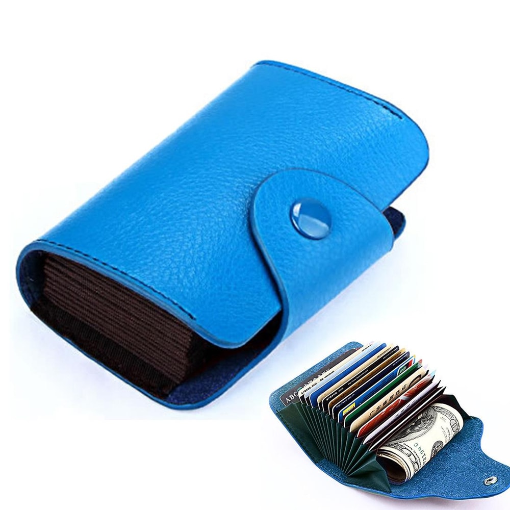 KB39 Elegant Genuine Leather Card Holder and Accordion Wallet Brown