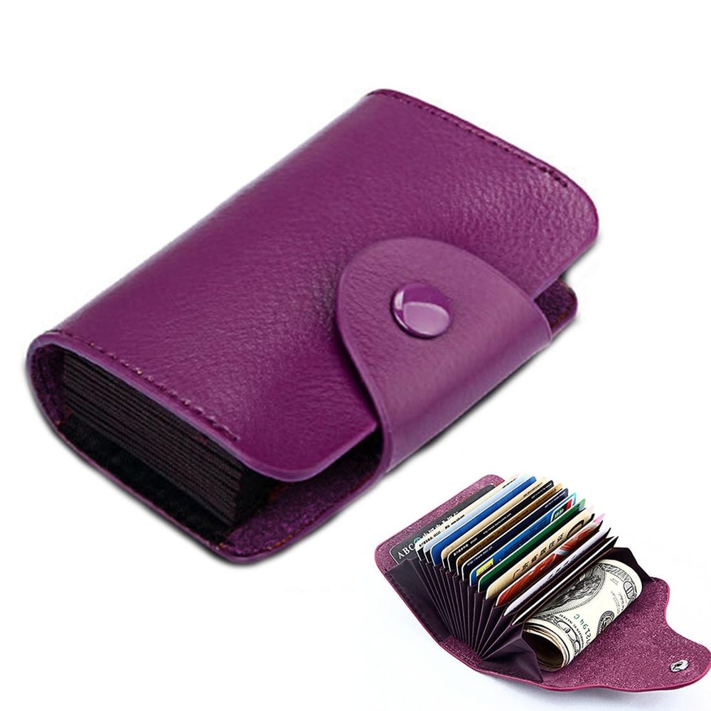 KB39 Elegant Genuine Leather Card Holder and Accordion Wallet Brown