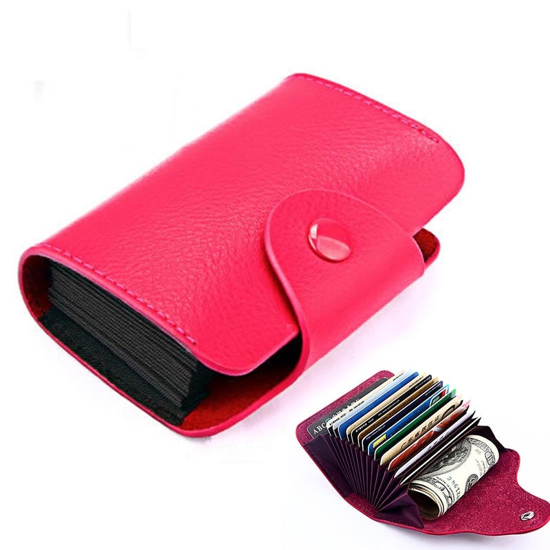 KB39 Elegant Genuine Leather Card Holder and Accordion Wallet Brown