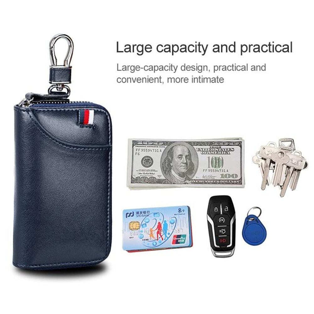 Elite Gear Leather Key and Wallet Belt Pouch Multi-functional Waist Hanging Travel Bag with Zipper Storage
