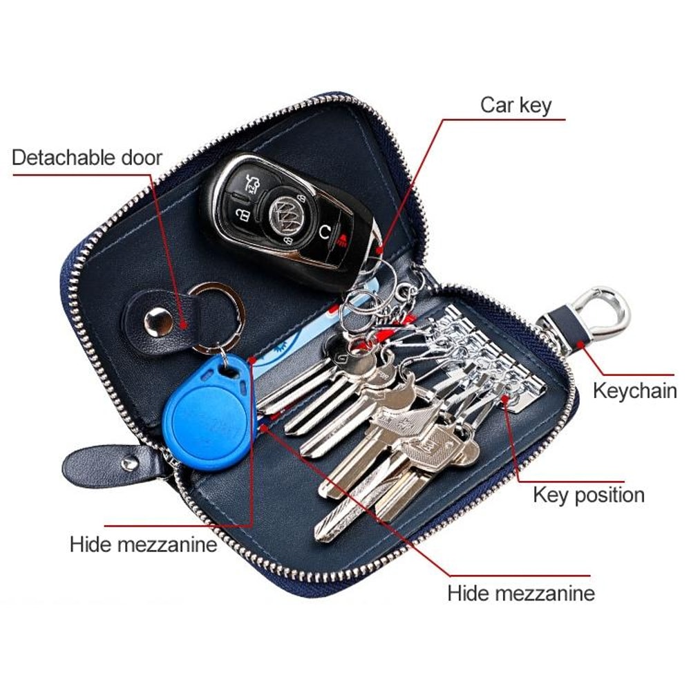 Elite Gear Leather Key and Wallet Belt Pouch Multi-functional Waist Hanging Travel Bag with Zipper Storage