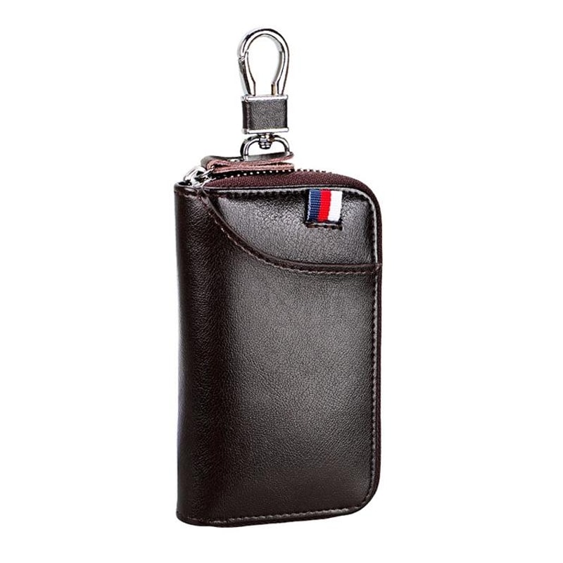 Elite Gear Leather Key and Wallet Belt Pouch Multi-functional Waist Hanging Travel Bag with Zipper Storage