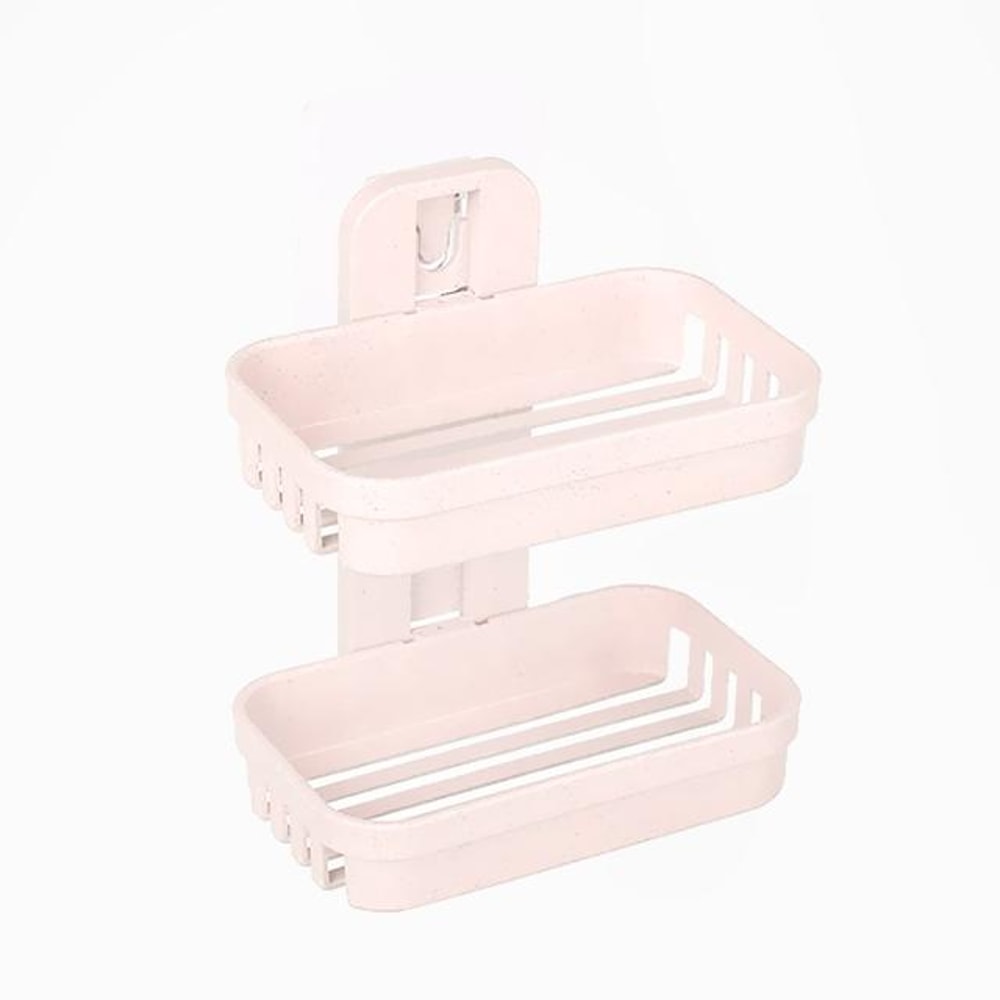 Double Deck Wall Mounted Soap Holder Adhesive Bathroom Shelf