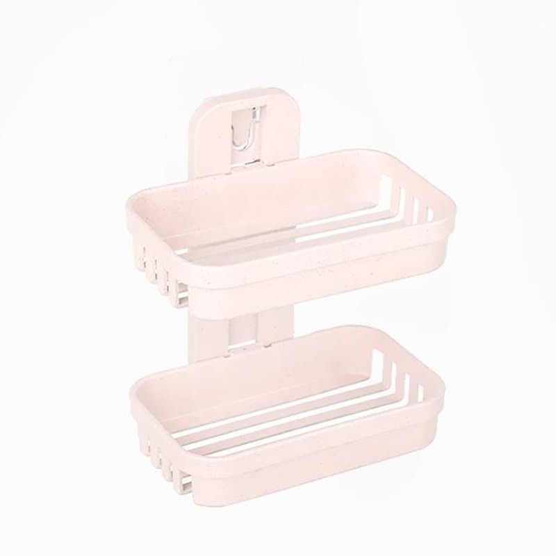 Double Deck Wall Mounted Soap Holder Adhesive Bathroom Shelf