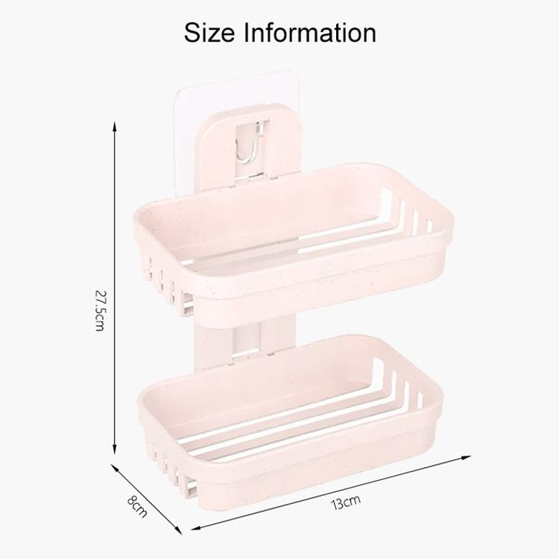 Double Deck Wall Mounted Soap Holder Adhesive Bathroom Shelf