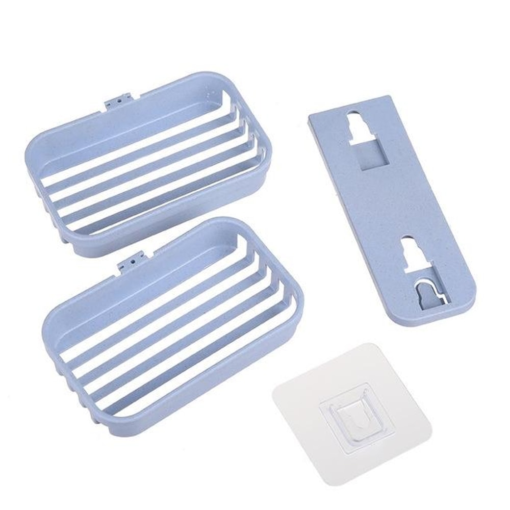 Double Deck Wall Mounted Soap Holder Adhesive Bathroom Shelf