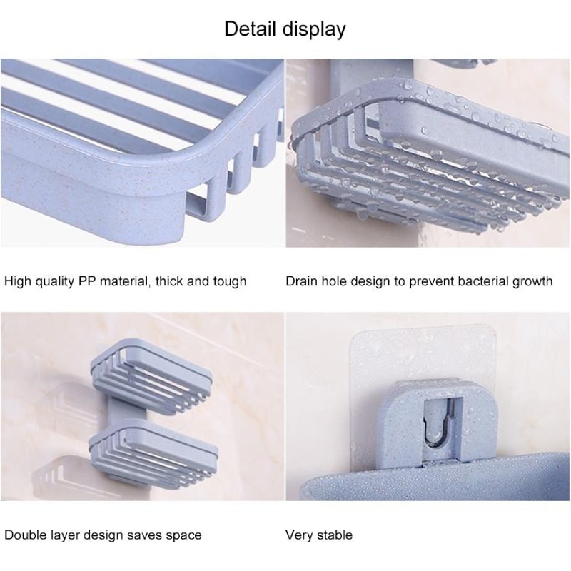 Double Deck Wall Mounted Soap Holder Adhesive Bathroom Shelf