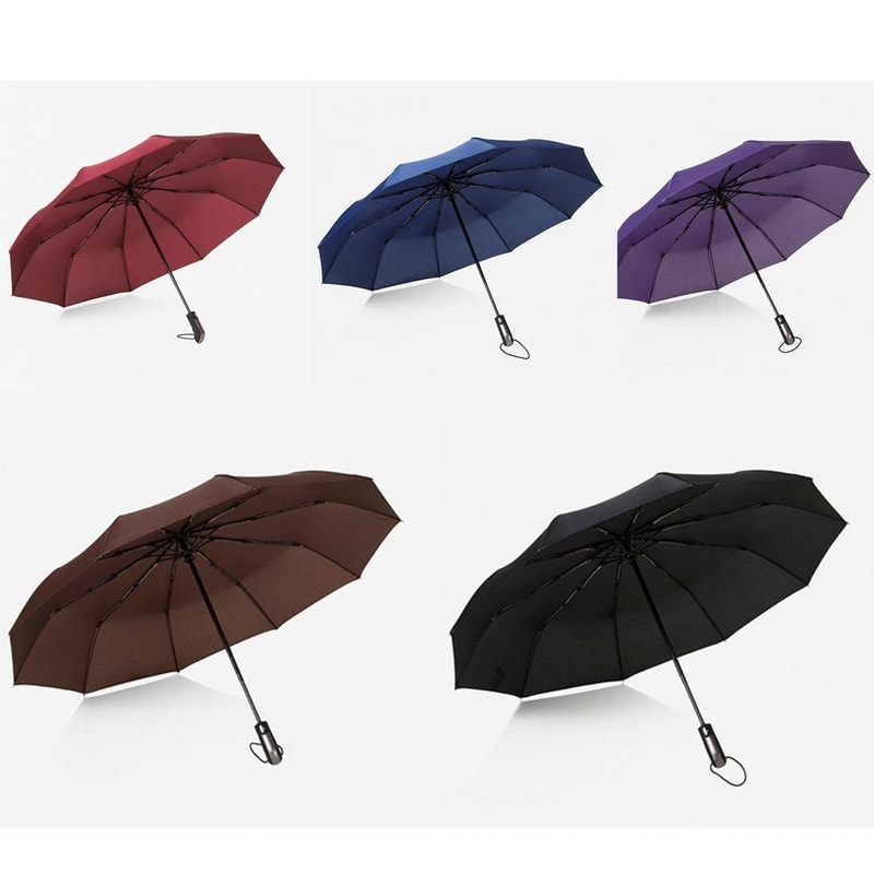 Automatic Compact Windproof Umbrella Three Folding Sun and Rain Umbrella
