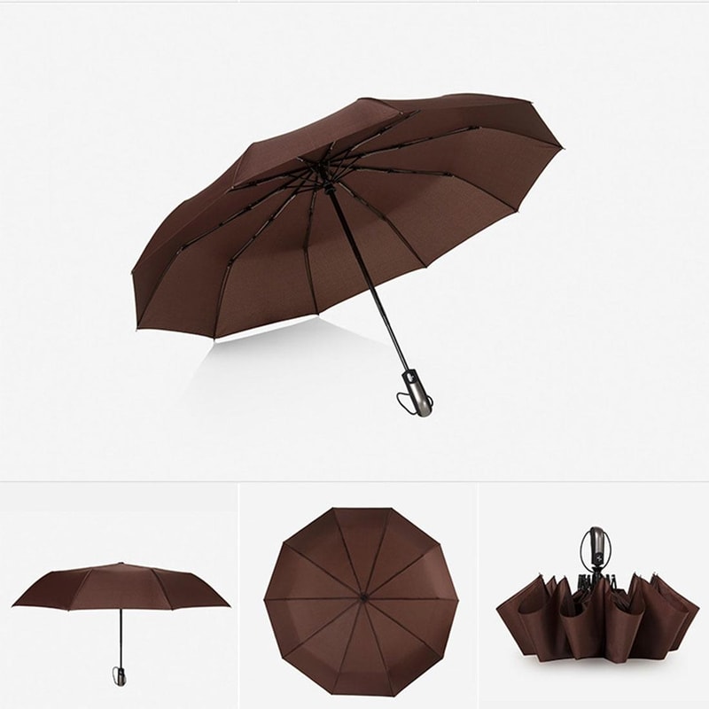 Automatic Compact Windproof Umbrella Three Folding Sun and Rain Umbrella
