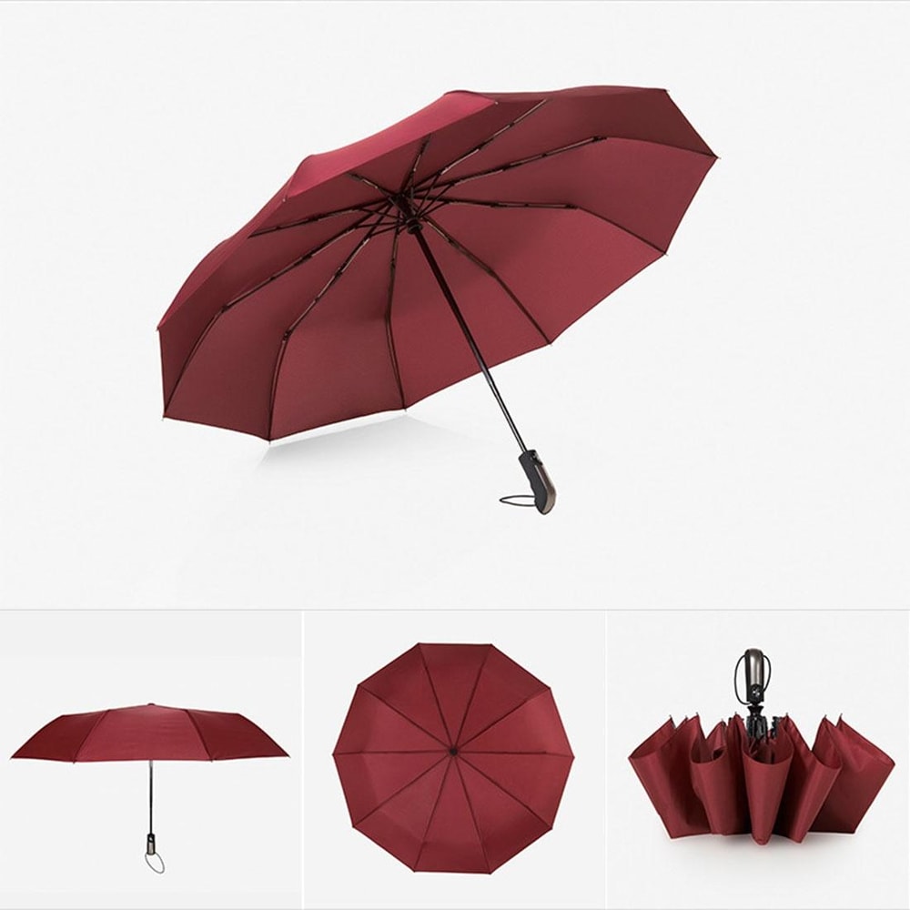 Automatic Compact Windproof Umbrella Three Folding Sun and Rain Umbrella