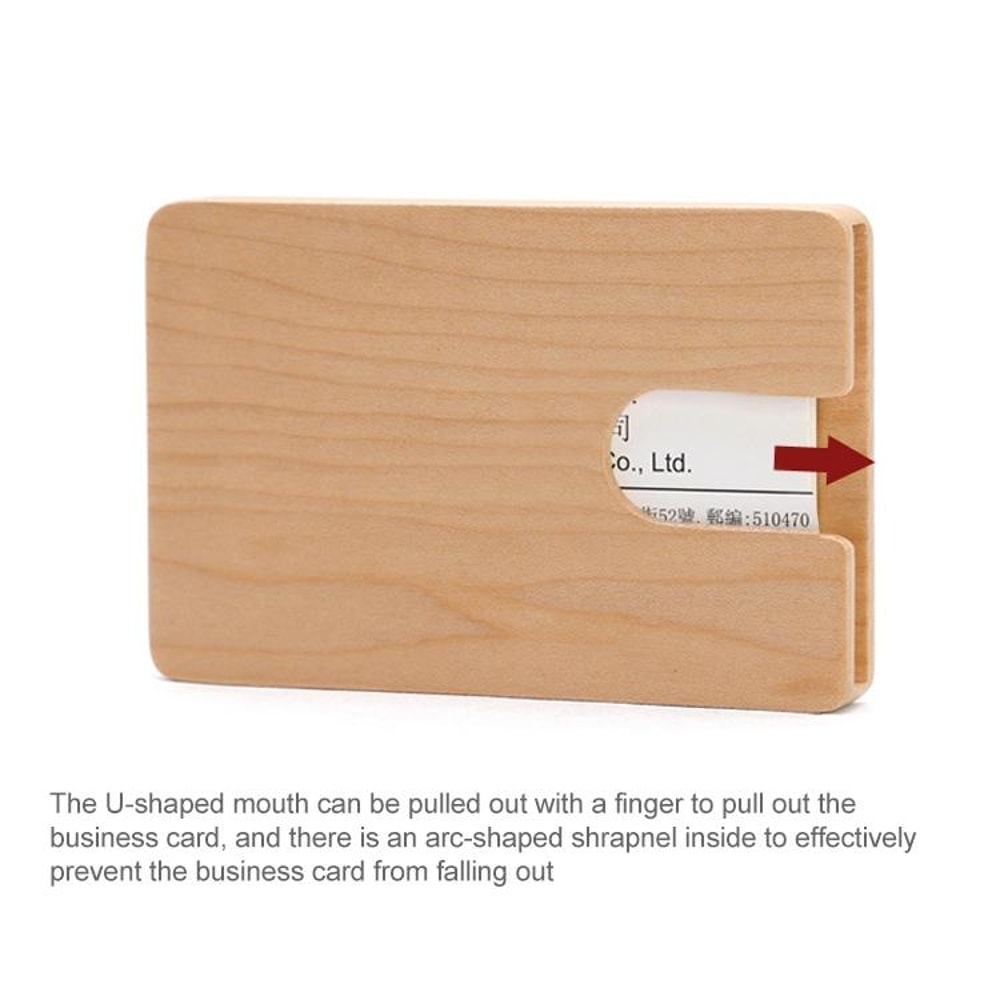 Maple U-Shaped Wooden Business Card Holder Slim Credit Card and ID Case Organizer