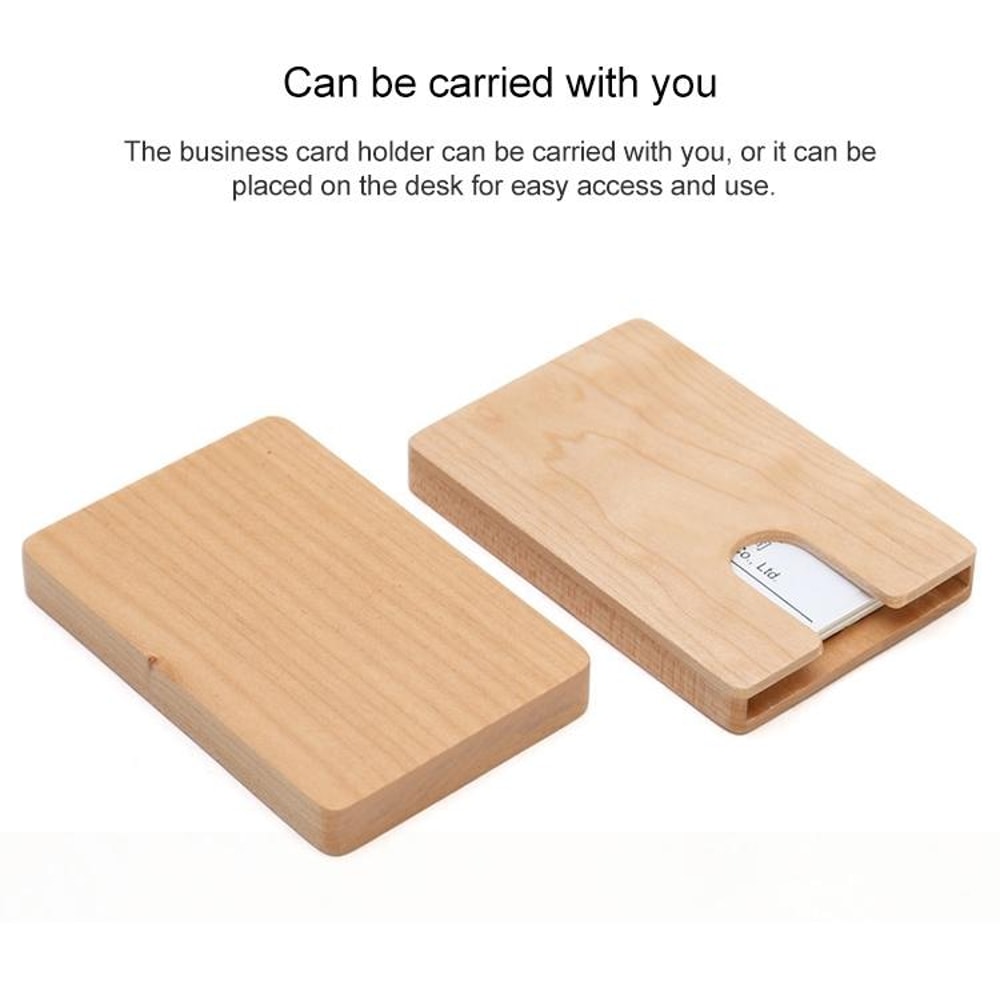 Maple U-Shaped Wooden Business Card Holder Slim Credit Card and ID Case Organizer