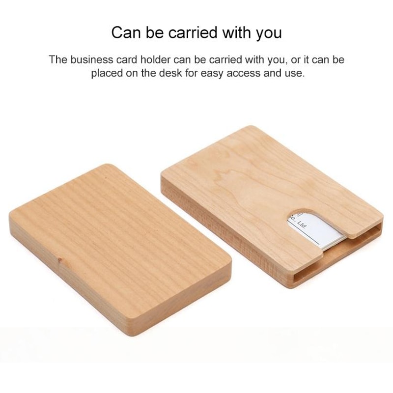 Maple U-Shaped Wooden Business Card Holder Slim Credit Card and ID Case Organizer