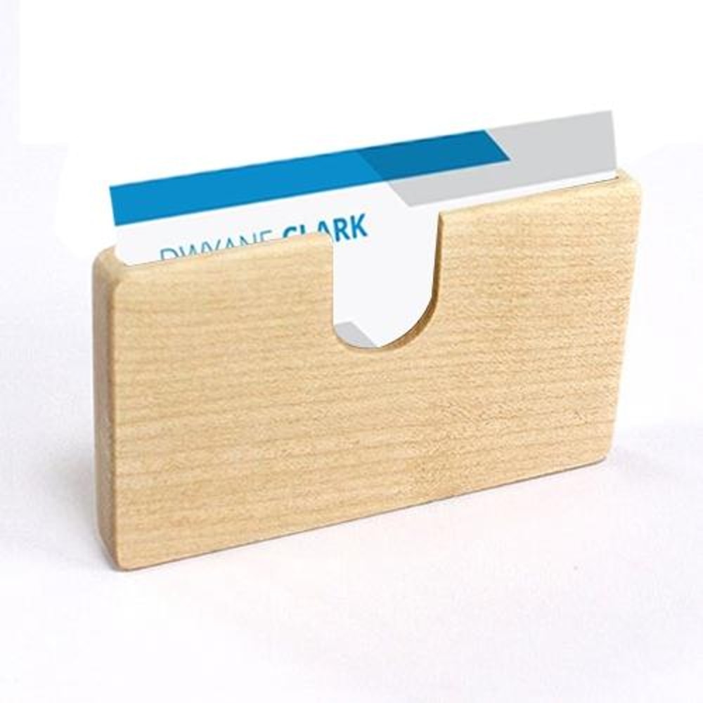 Maple U-Shaped Wooden Business Card Holder Slim Credit Card and ID Case Organizer
