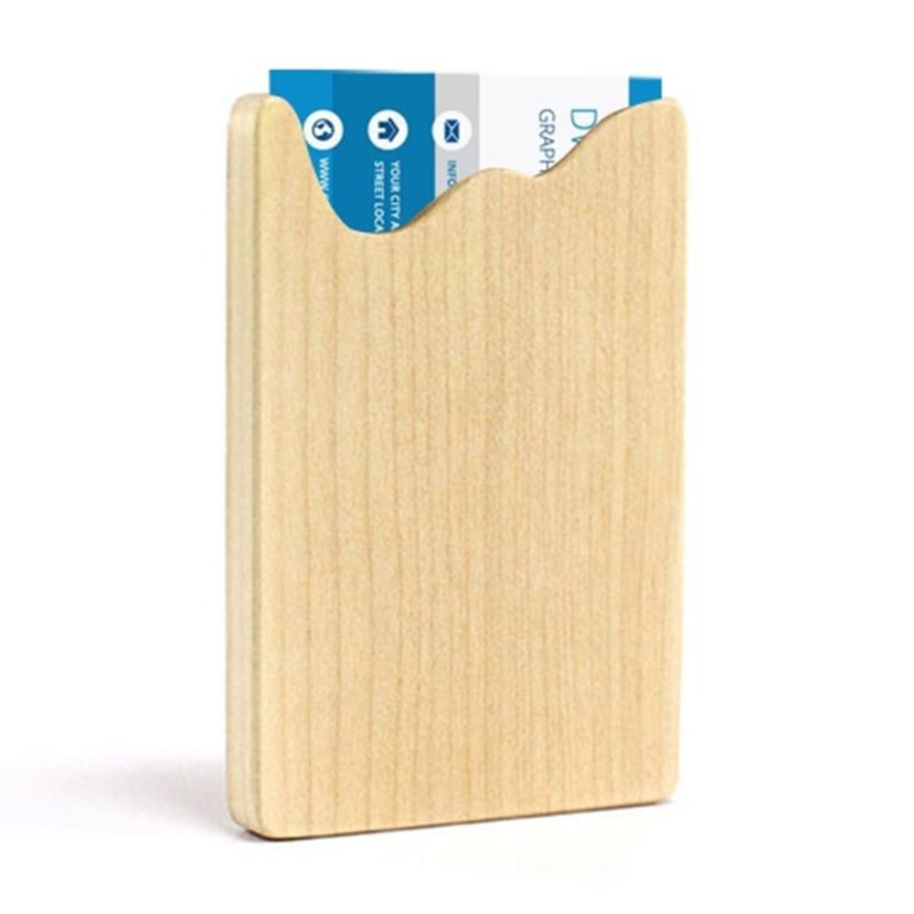 Maple U-Shaped Wooden Business Card Holder Slim Credit Card and ID Case Organizer