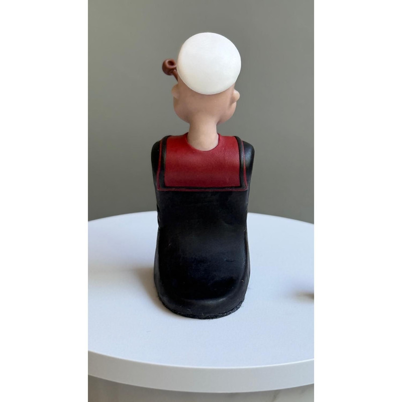 Popeye The Sailor Man Polymer Clay Bust Handmade Cartoon Figurine With Spinach Can Base 2