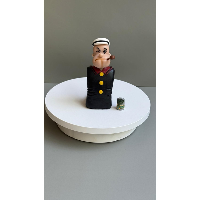Popeye The Sailor Man Polymer Clay Bust Handmade Cartoon Figurine With Spinach Can Base 4
