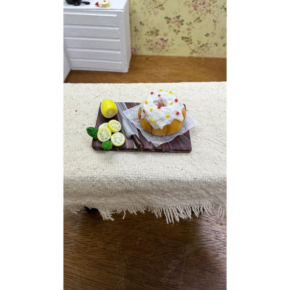 Miniature Lemon Cake Set Handmade Dollhouse Food 1 12 Scale Polymer Clay Realistic Dessert Lemon Sl 1