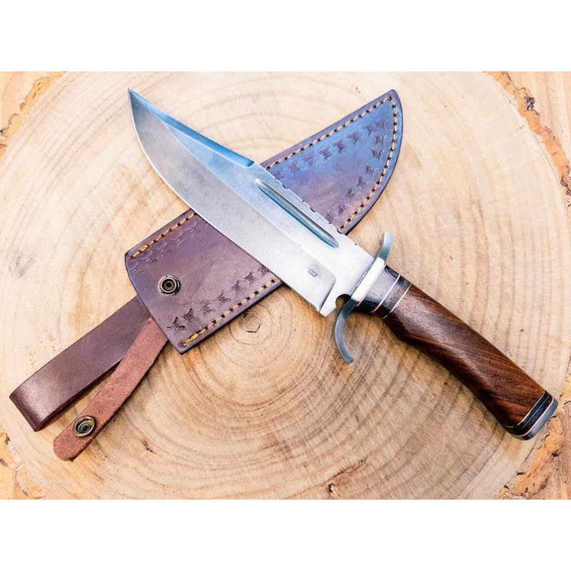 Bowie Hunting Knife 1095 Steel Matte Blade Finishing With Leather Sheath 2