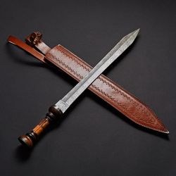 handmade damascus roman gladius sword with beautiful handle