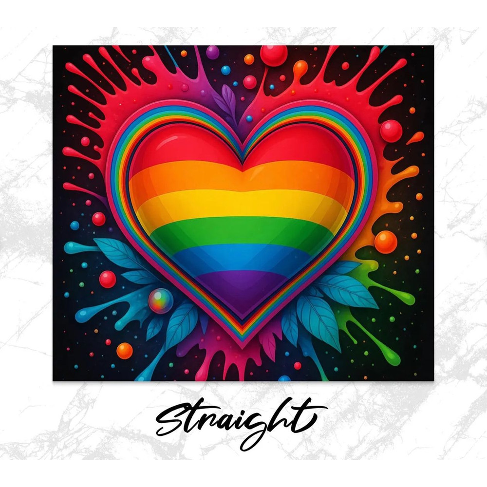 Pride Heart Tumbler Wrap 20oz Skinny Tumbler Design Rainbow Tumbler LGBTQ Pride Month Tumbler Wrap 1