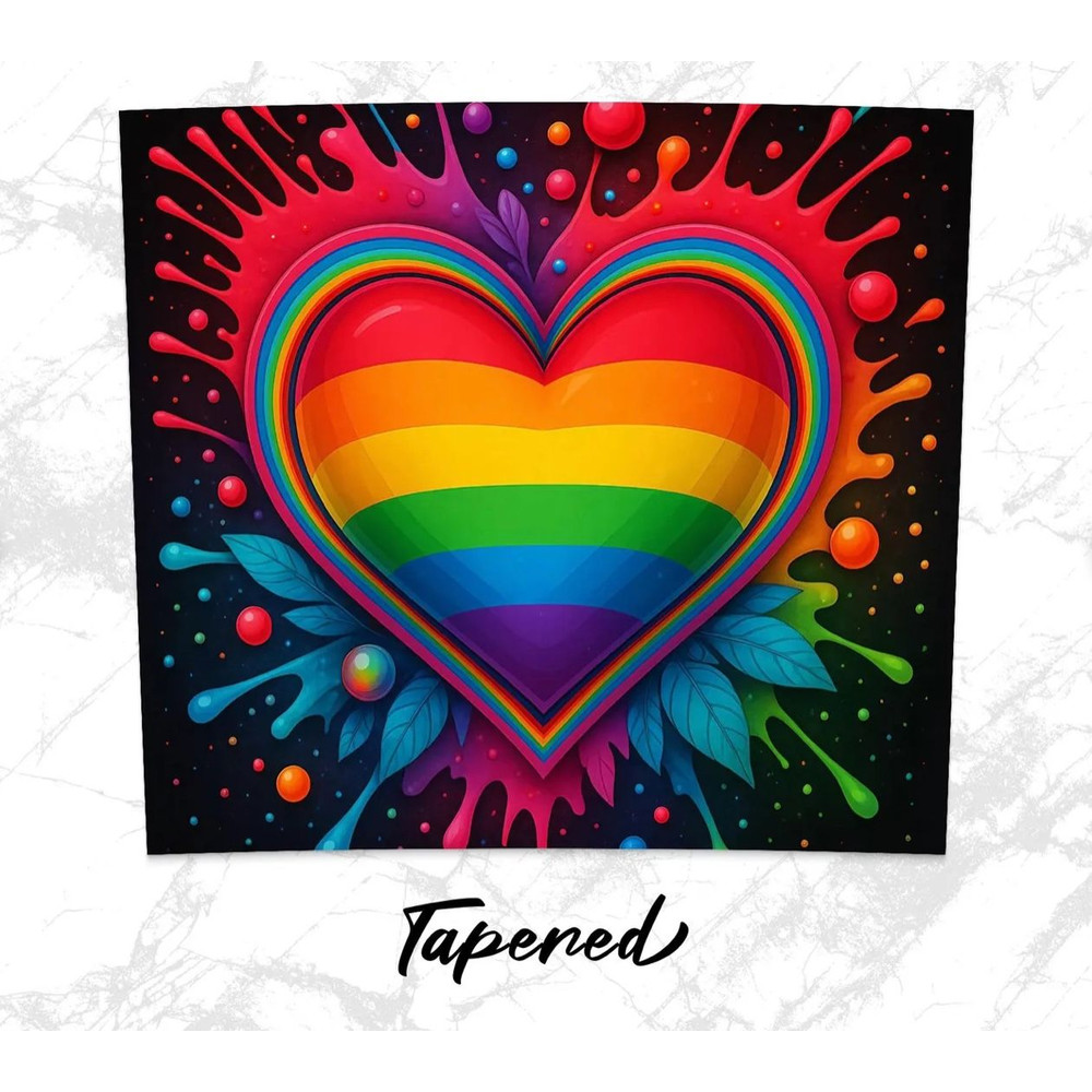 Pride Heart Tumbler Wrap 20oz Skinny Tumbler Design Rainbow Tumbler LGBTQ Pride Month Tumbler Wrap 2