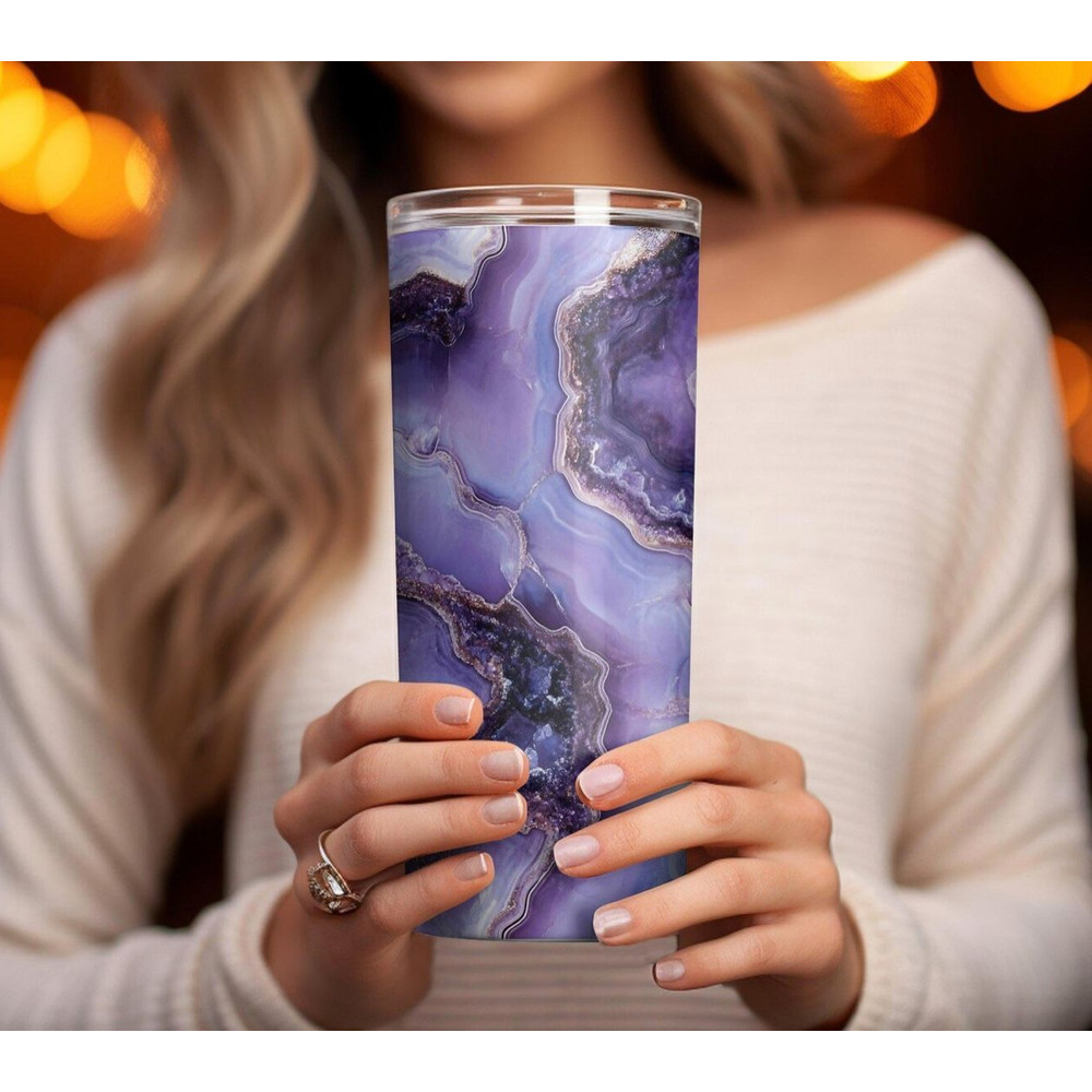 Purple Geode Tumbler Wrap PNG Amethyst Crystal Digital Wrap 20oz Skinny Tumbler Sublimation Wrap Do 3