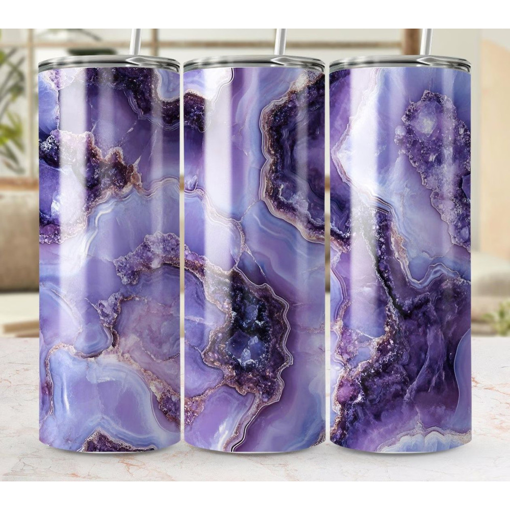 Purple Geode Tumbler Wrap PNG Amethyst Crystal Digital Wrap 20oz Skinny Tumbler Sublimation Wrap Do 4
