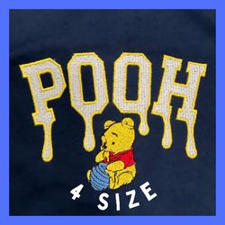 Pooh Embroidery Design File, 4 Size: Xxx vip vp3 dst pes hus sew jef exp