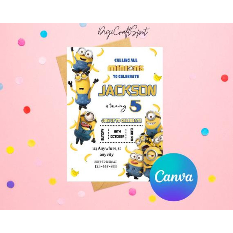 Editable Minions Yellow Birthday Invitation Template Calling All The Minions Birthday Party Kid Bir 1