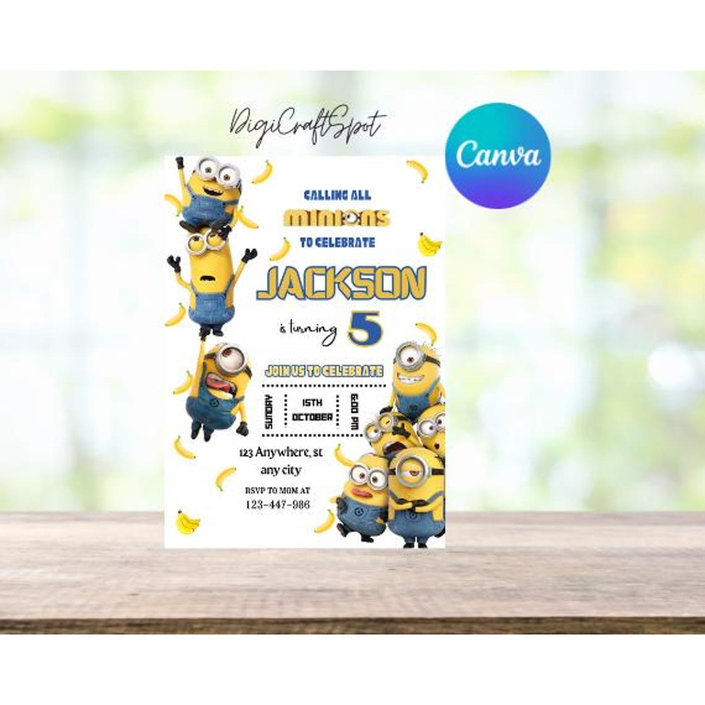 Editable Minions Yellow Birthday Invitation Template Calling All The Minions Birthday Party Kid Bir 3
