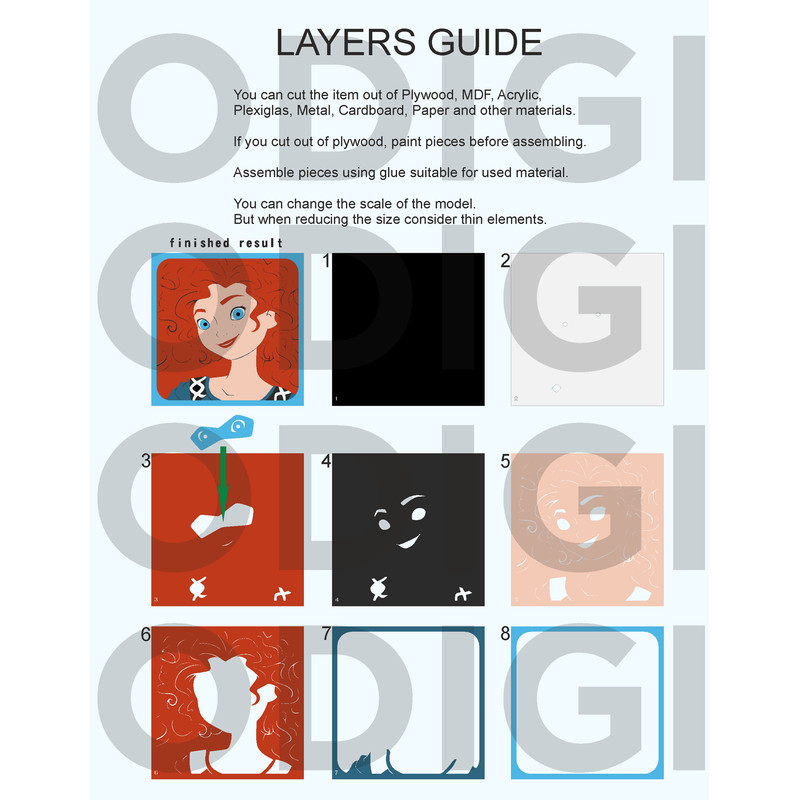 Layered Design Of Merida For Paper And Laser Cutting Machines Shadow Box SVG Cricut Merida Princess 6