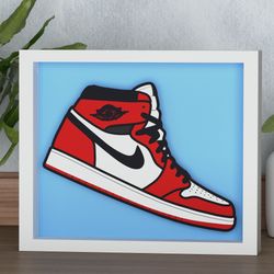 layered design of sneakers for paper and laser cutting machines. shadow box svg cricut sneaker